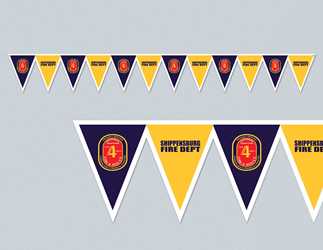 All-Weather Pennant Banner - Full Custom firefighting, fire safety product, fire prevention, custom banner, imprinted, all-weather banner, pennant banners, banner, 12 pennants