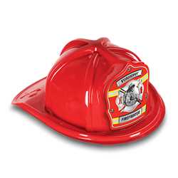 Fire Hat - Red Volunteer Firefighter Shield firefighting, fire safety product, fire prevention, plastic fire hats, fire hats, kids fire hats, junior firefighter hat, volunteer firefighter hat