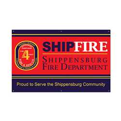 Full Custom Fire Dept Banner - 38" x 60" firefighting, fire safety product, fire prevention, full custom banner, custom, vinyl banner, indoor and outdoor use, imprinted