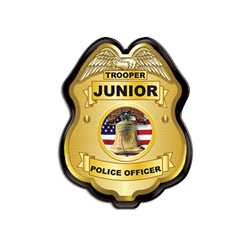 Gold Jr. Police Officer Badge Police, safety product, educational, plastic police badge, police officer badge, stock badge, stock police badge