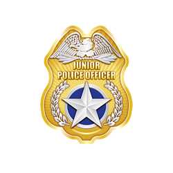 Gold Jr. Police Officer Sticker Badge  Police, safety product, educational, sticker police badge, police officer badge, stock badge, stock police badge, stock sticker badge, stock