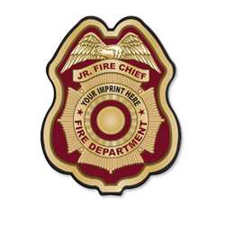 Imprinted Burgundy/Gold Seal Plastic Clip-On Badge 