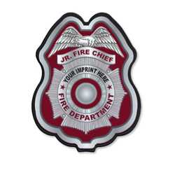 Imprinted Burgundy/Silver Seal Plastic Clip-On Badge 