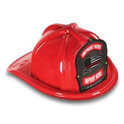 Imprinted Fire Hat - Courage & Honor Shield promotional fire hats, promotional firefighter plastic fire hat, promotional plastic hats, thin red line, red line, courage and honor, fallen, fallen firefighter