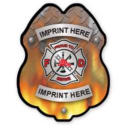 Imprinted Maltese Diamond Flame Clip-On Badge 