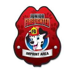 Imprinted Red Dalmatian Plastic Clip-On Badge 