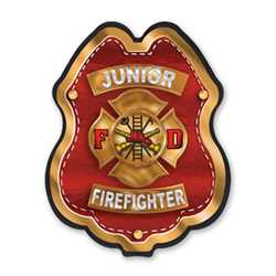 Jr FF Wood Maltese Cross Plastic Clip-On Badge 