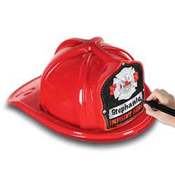 Jr Firefighter Hat - Cust Black/Silver "Your Name" Shield 