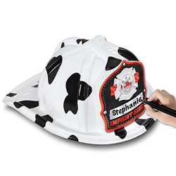 Jr Firefighter Specialty Hat - Cust Black/Silver "Your Name" Shield firefighting, fire safety product, fire prevention, plastic fire hats, fire hats, kids fire hats, junior firefighter hat, custom fire hat