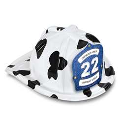 Jr Firefighter Specialty Hat - Custom Blue/White Number Shield firefighting, fire safety product, fire prevention, plastic fire hats, fire hats, kids fire hats, junior firefighter hat