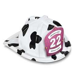 Jr Firefighter Specialty Hat - Custom Pink/White Number Shield firefighting, fire safety product, fire prevention, plastic fire hats, fire hats, kids fire hats, junior firefighter hat