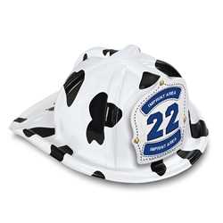 Jr Firefighter Specialty Hat - Custom White/Blue Number Shield firefighting, fire safety product, fire prevention, plastic fire hats, fire hats, kids fire hats, junior firefighter hat