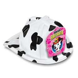 Jr. Firefighter Specialty Hat - Pink Dalmatian Shield firefighting, fire safety product, fire prevention, plastic fire hats, fire hats, kids fire hats, junior firefighter hat