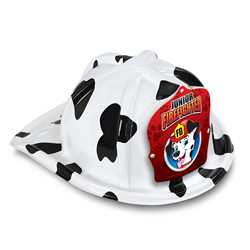 Jr. Firefighter Specialty Hat - Red Dalmatian Shield firefighting, fire safety product, fire prevention, plastic fire hats, fire hats, kids fire hats, junior firefighter hat