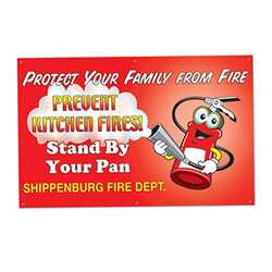 Prevent Kitchen Fires - Custom Banner 38" x 60"   