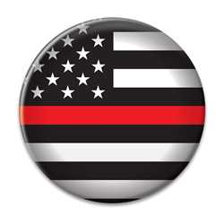 Red Stripe - Fire & Rescue Button thin red line, thin red line button, buttons, support buttons, 