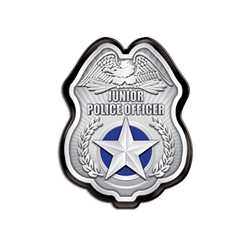 Silver Jr. Police Officer Badge Police, safety product, educational, plastic police badge, police officer badge, stock badge, stock police badge