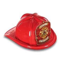 Jr. Firefighter Hat - Red/Gold Maltese Cross Shield firefighting, fire safety product, fire prevention, plastic fire hats, fire hats, kids fire hats, junior firefighter hat