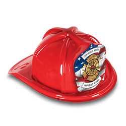 Fire Hat - Custom Patriotic Shield firefighting, fire safety product, fire prevention, plastic fire hats, fire hats, kids fire hats, junior firefighter hat, cheap fire hat, childrens fire hat, red fire hat